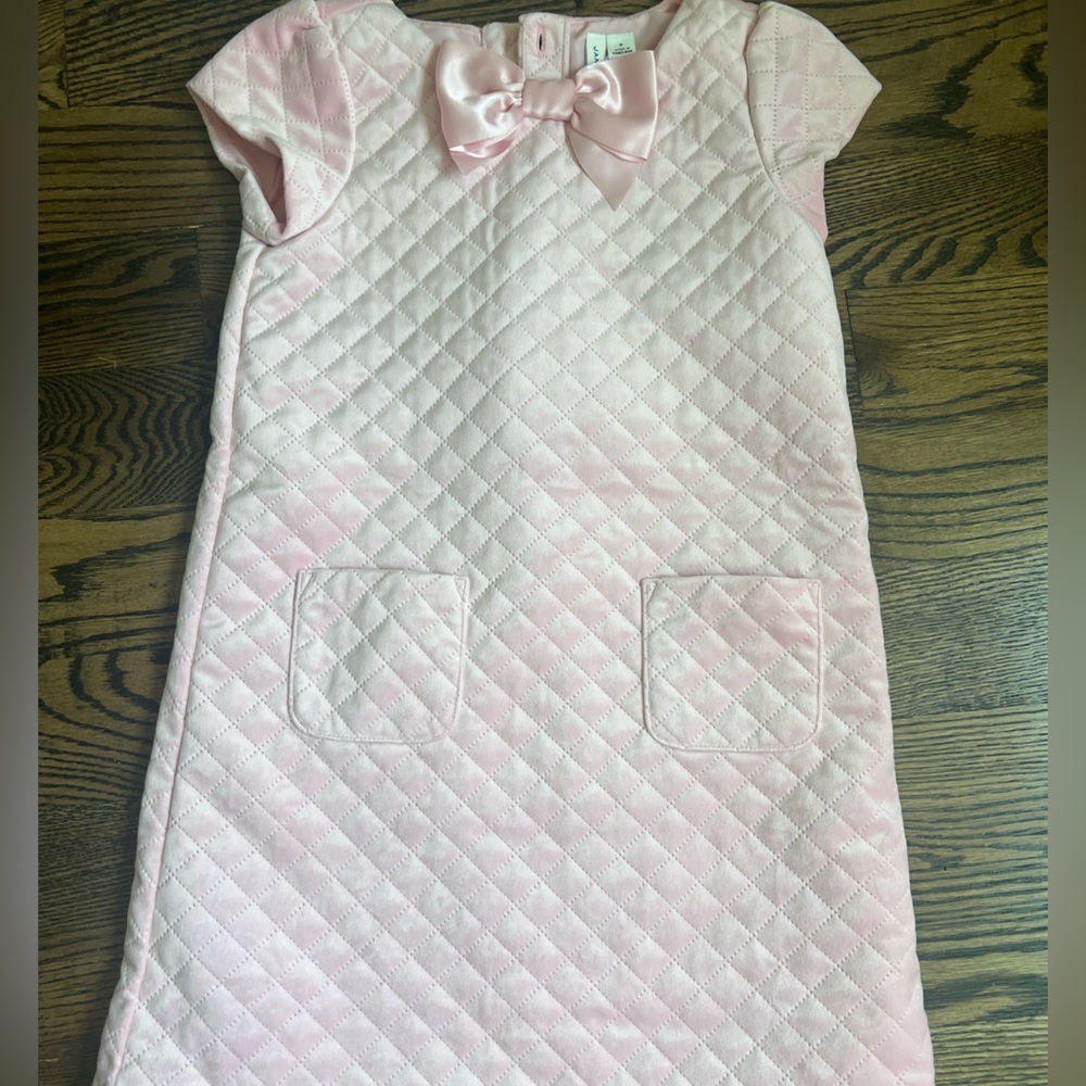 Janie and Jack Pink Quilted Velvet dress